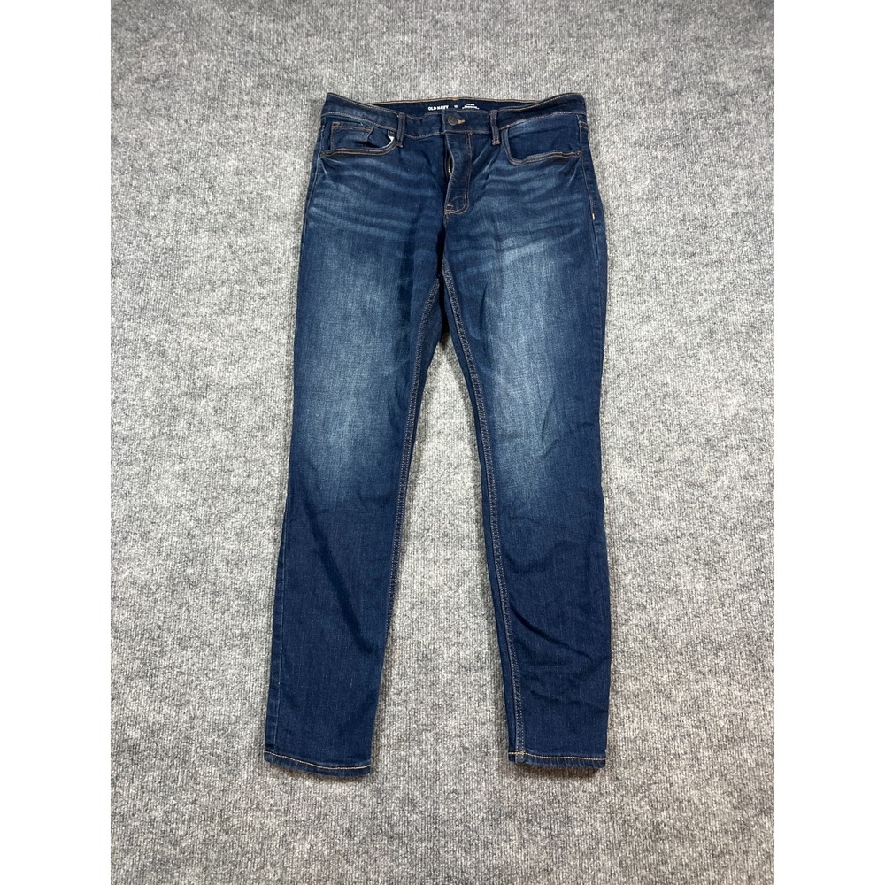 Old Navy Rockstar Jeans Womens 12 Blue Denim Stretch Mid Rise Super Skinny Leg
